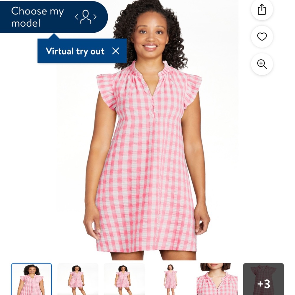 Time and Tru Pink Gingham Mini Dress Size XL